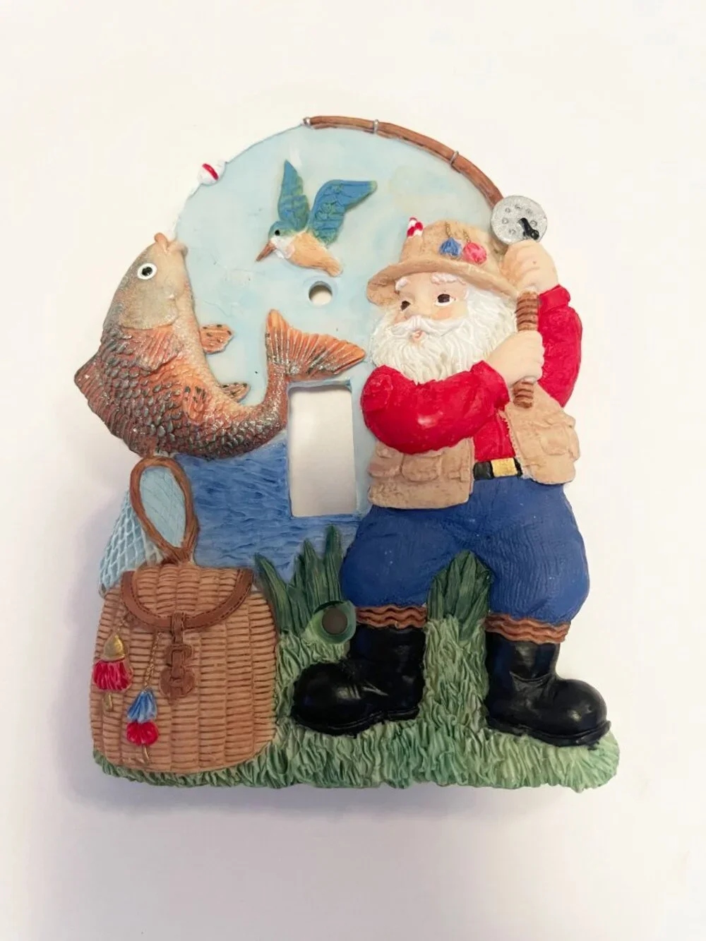 Vintage 1996 Ranger Fishing Santa Light Switch Plate Cover Fisherman Cabin Decor